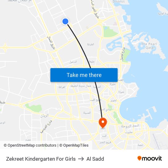 Zekreet Kindergarten For Girls to Al Sadd map