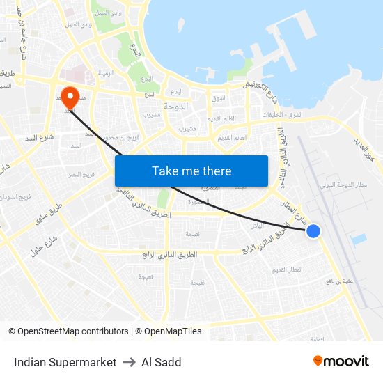 Indian Supermarket to Al Sadd map