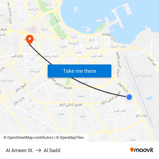 Al Ameen St. to Al Sadd map