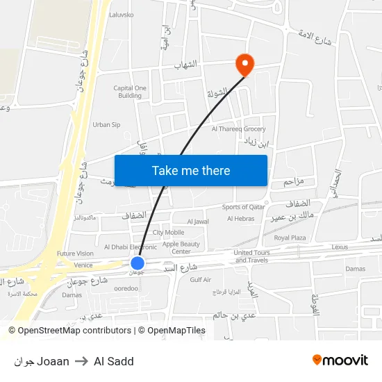 Joaan to Al Sadd map