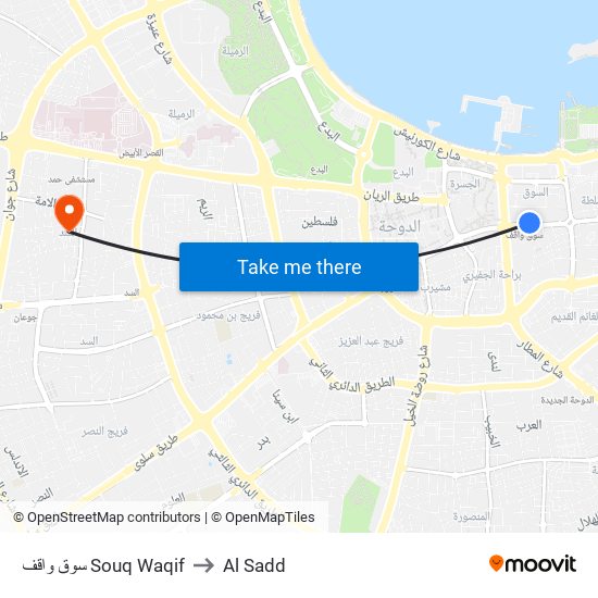 سوق واقف Souq Waqif to Al Sadd map