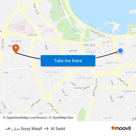 سوق واقف Souq Waqif to Al Sadd map