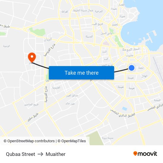 Qubaa Street to Muaither map