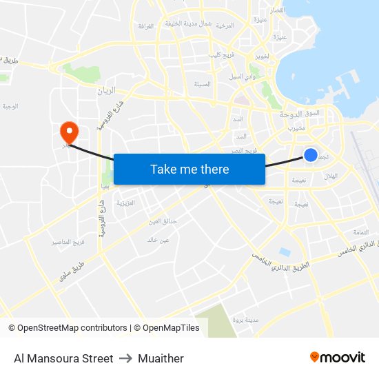 Al Mansoura Street to Muaither map