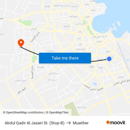 Abdul Qadir Al Jazairi St. (Stop-B) to Muaither map