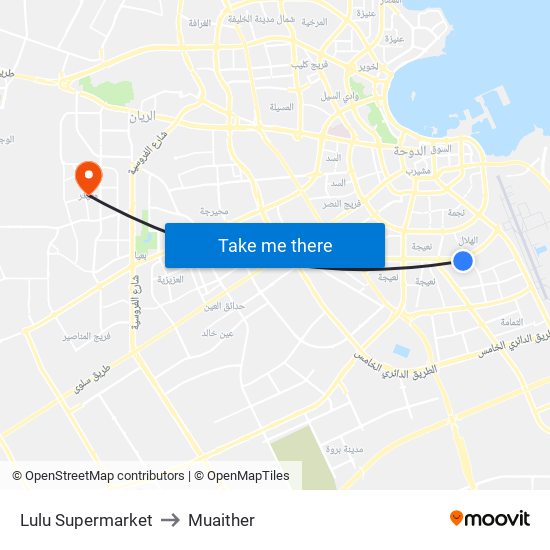 Lulu Supermarket to Muaither map