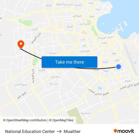 National Education Center to Muaither map