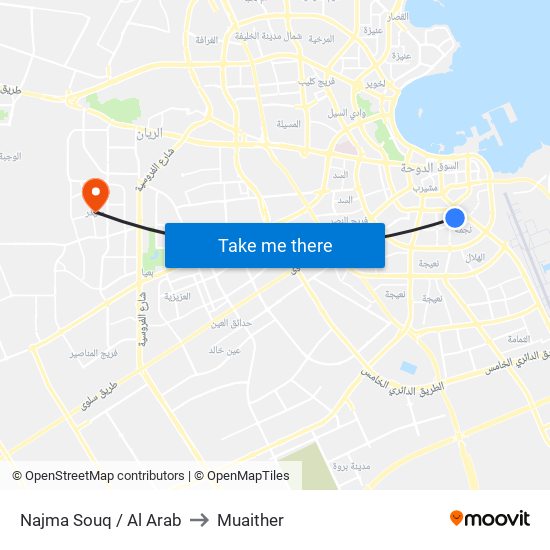Najma Souq / Al Arab to Muaither map