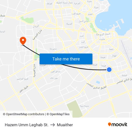 Hazem Umm Leghab St. to Muaither map