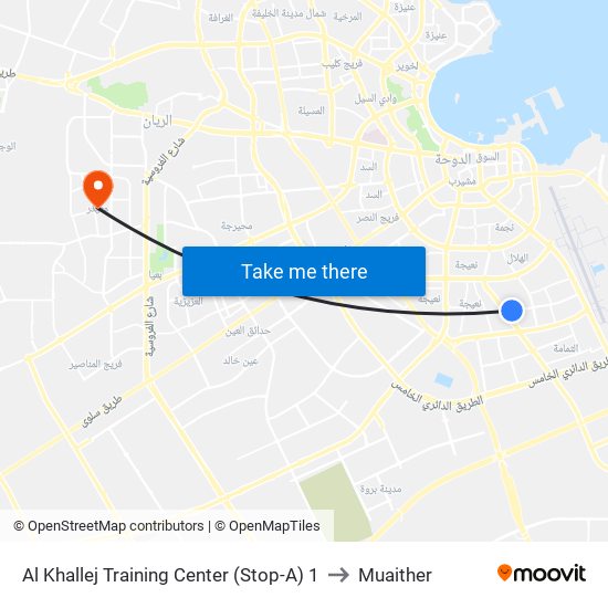 Al Khallej Training Center (Stop-A) 1 to Muaither map