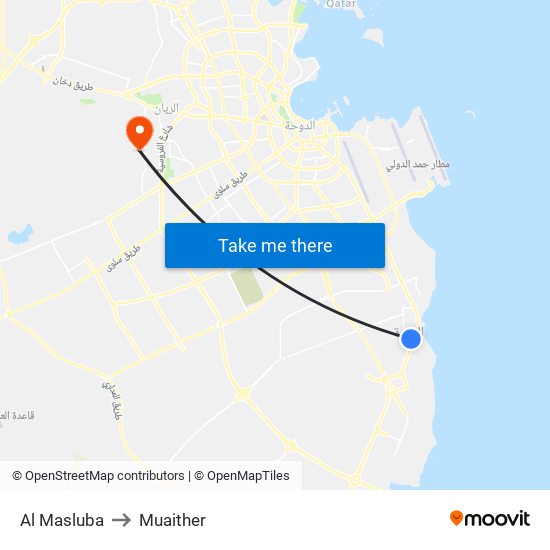 Al Masluba to Muaither map