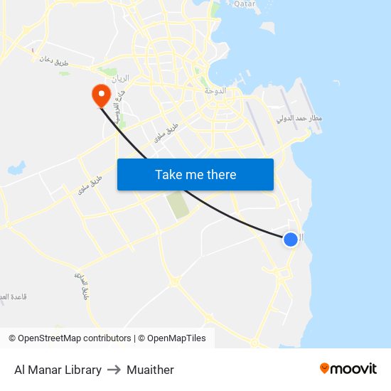 Al Manar Library to Muaither map