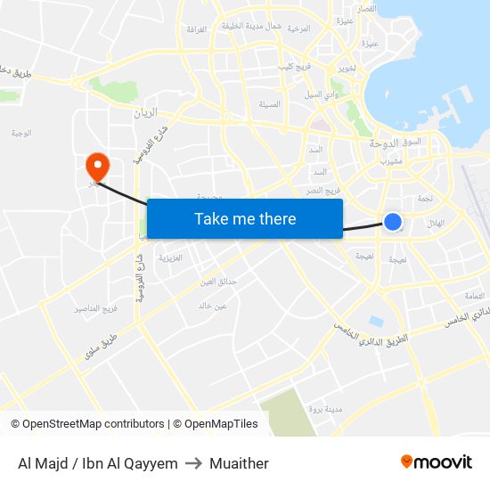 Al Majd / Ibn Al Qayyem to Muaither map