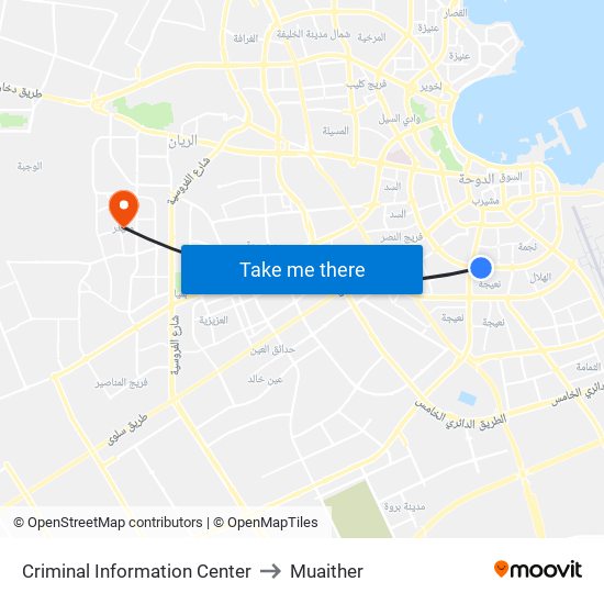 Criminal Information Center to Muaither map