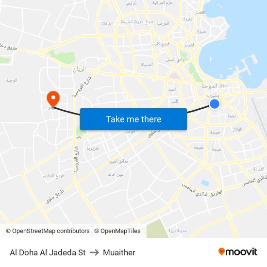 Al Doha Al Jadeda St to Muaither map