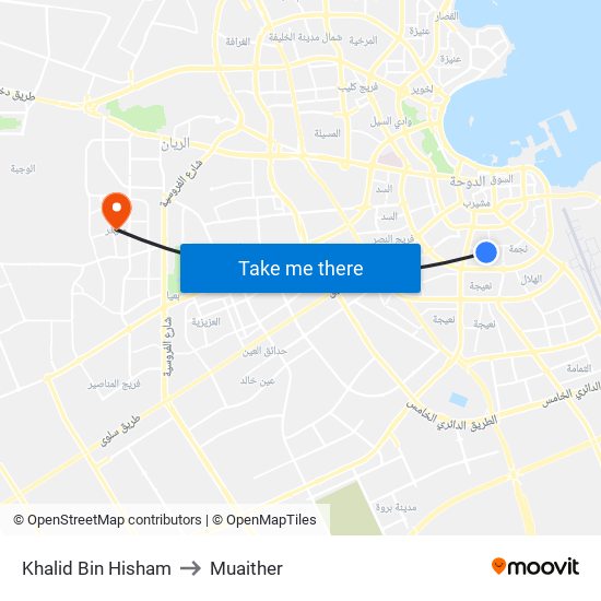 Khalid Bin Hisham to Muaither map