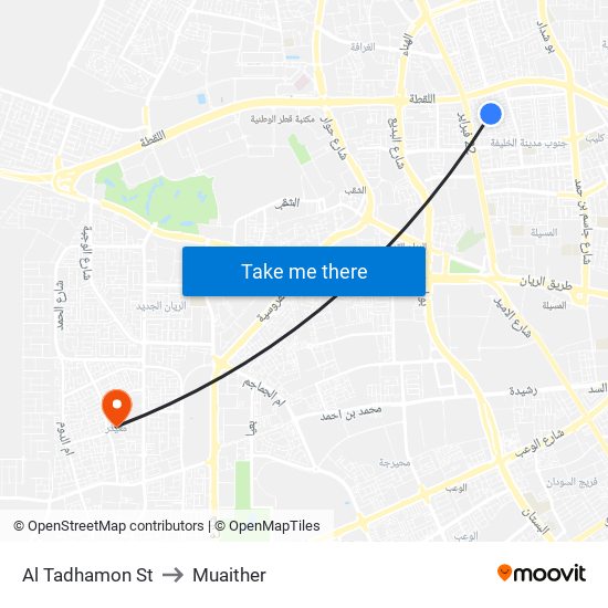 Al Tadhamon St to Muaither map