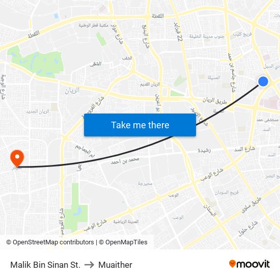 Malik Bin Sinan St. to Muaither map