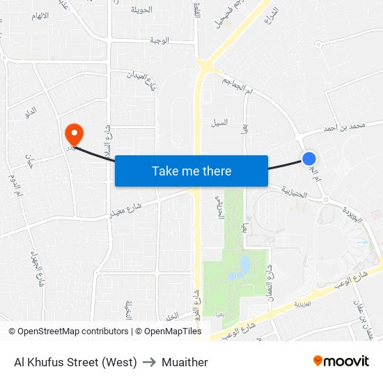 Al Khufus Street (West) to Muaither map