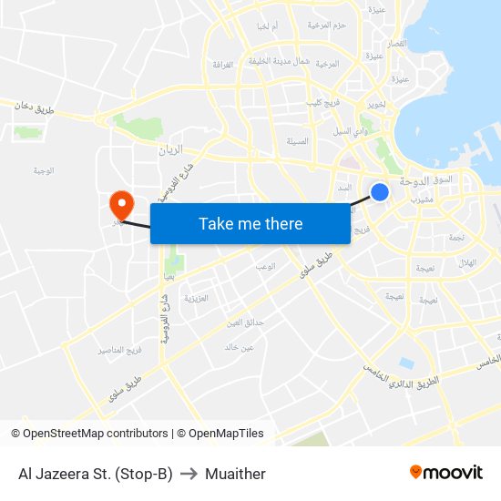 Al Jazeera St. (Stop-B) to Muaither map