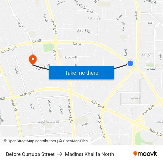 Before Qurtuba Street to Madinat Khalifa North map