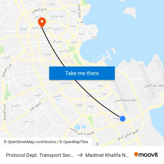 Protocol Dept. Transport Section to Madinat Khalifa North map