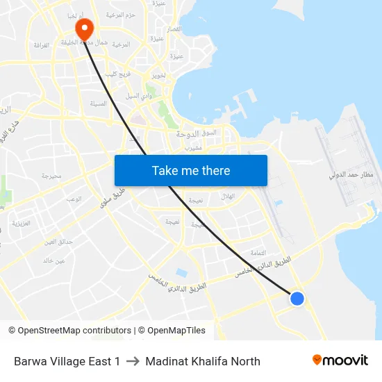Barwa Village East 1 to Madinat Khalifa North map