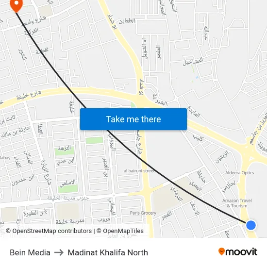 Bein Media to Madinat Khalifa North map