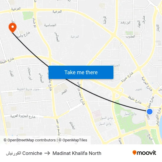 Corniche to Madinat Khalifa North map