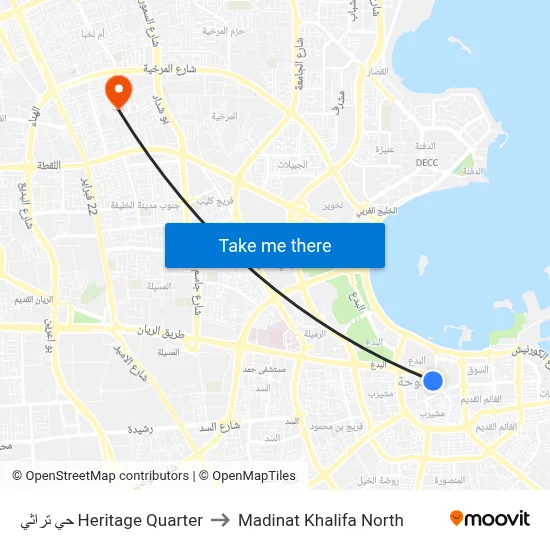 Heritage Quarter to Madinat Khalifa North map