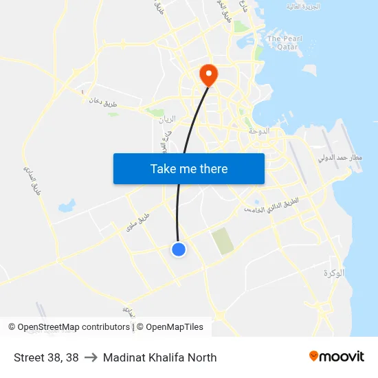 Street 38, 38 to Madinat Khalifa North map