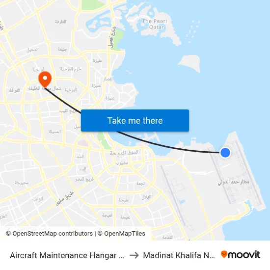 Aircraft Maintenance Hangar West to Madinat Khalifa North map