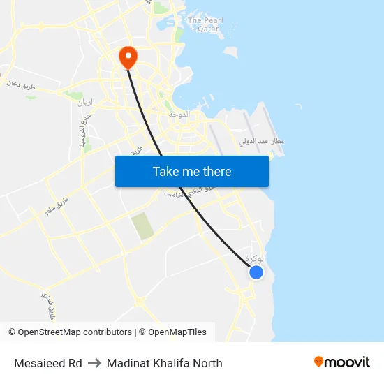 Mesaieed Rd to Madinat Khalifa North map