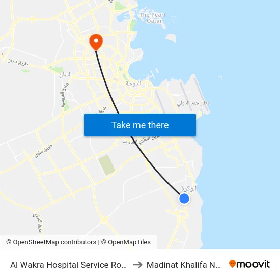 Al Wakra Hospital Service Road 1 to Madinat Khalifa North map