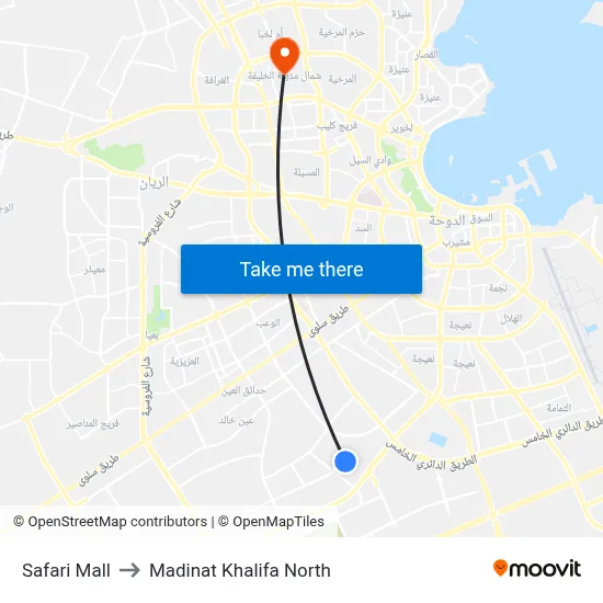 Safari Mall to Madinat Khalifa North map