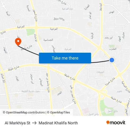 Al Markhiya St to Madinat Khalifa North map