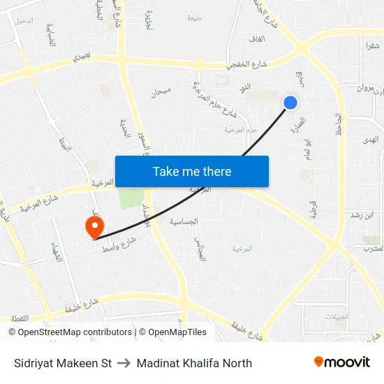 Sidriyat Makeen St to Madinat Khalifa North map