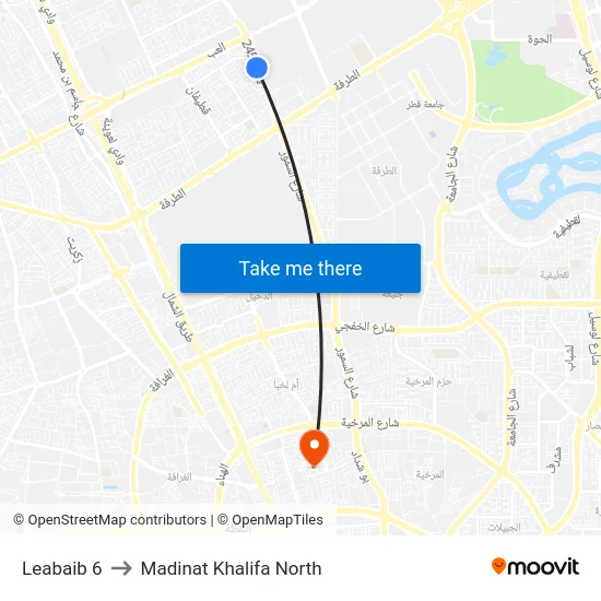 Leabaib 6 to Madinat Khalifa North map