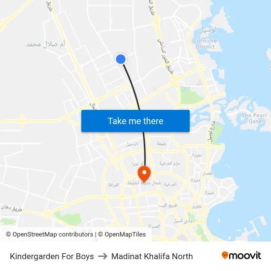 Kindergarten for Boys to Madinat Khalifa North map