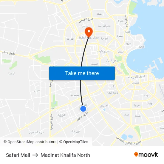 Safari Mall to Madinat Khalifa North map