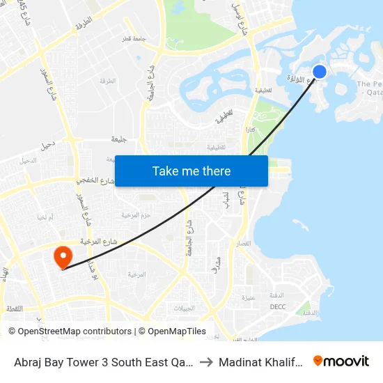 Abraj Bay Tower 3 South East Qanat Quartier to Madinat Khalifa North map