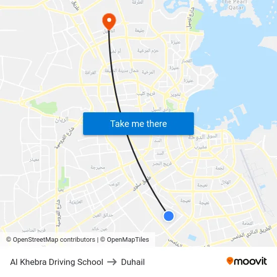 Al Khebra Driving School to Duhail map