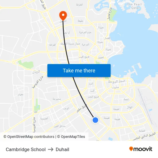 Cambridge School to Duhail map