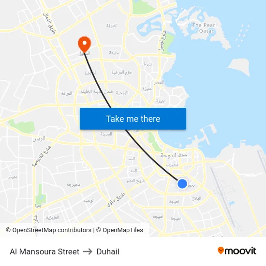 Al Mansoura Street to Duhail map