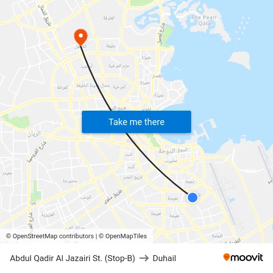 Abdul Qadir Al Jazairi St. (Stop-B) to Duhail map