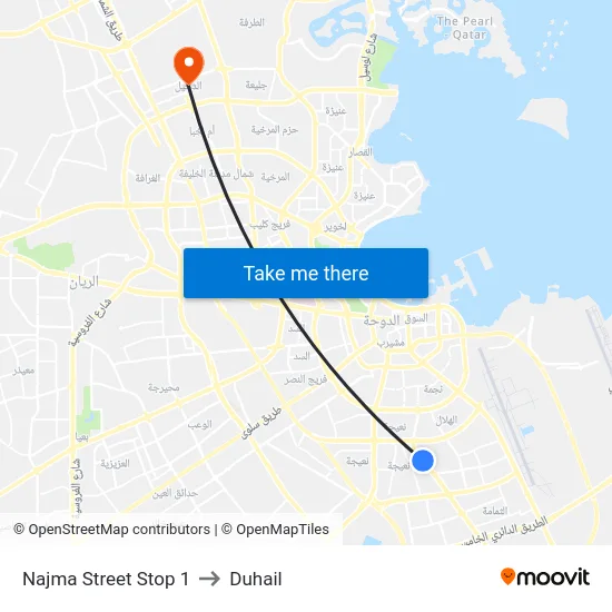 Najma Street Stop 1 to Duhail map