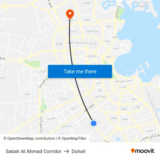 Sabah Al Ahmad Corridor to Duhail map