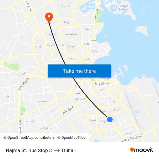 Najma St. Bus Stop 3 to Duhail map