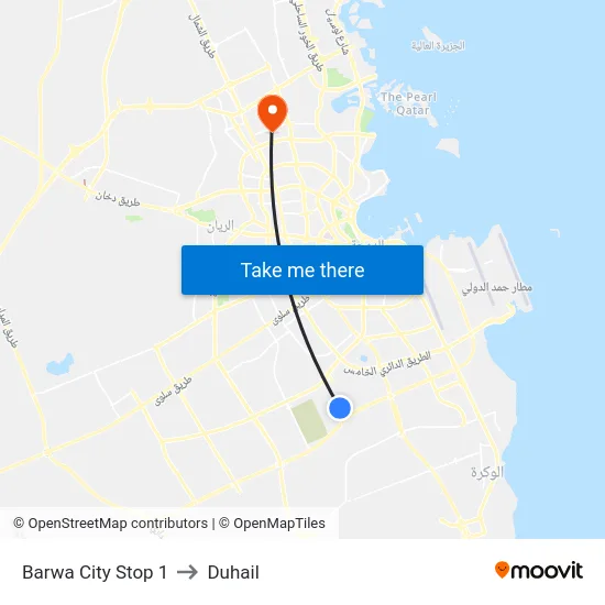 Barwa City Stop 1 to Duhail map