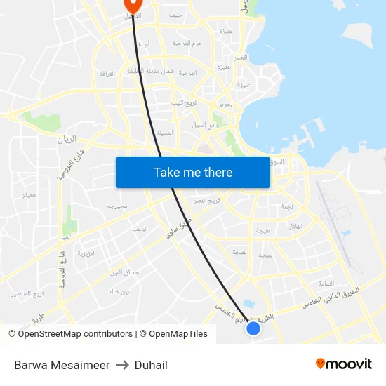 Barwa Mesaimeer to Duhail map